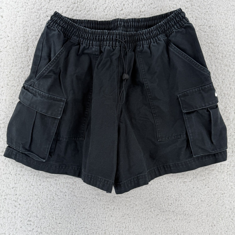 Nike Cargo Shorts Womens Large Black Cotton Canvas Loose Mid Rise HV2619-010